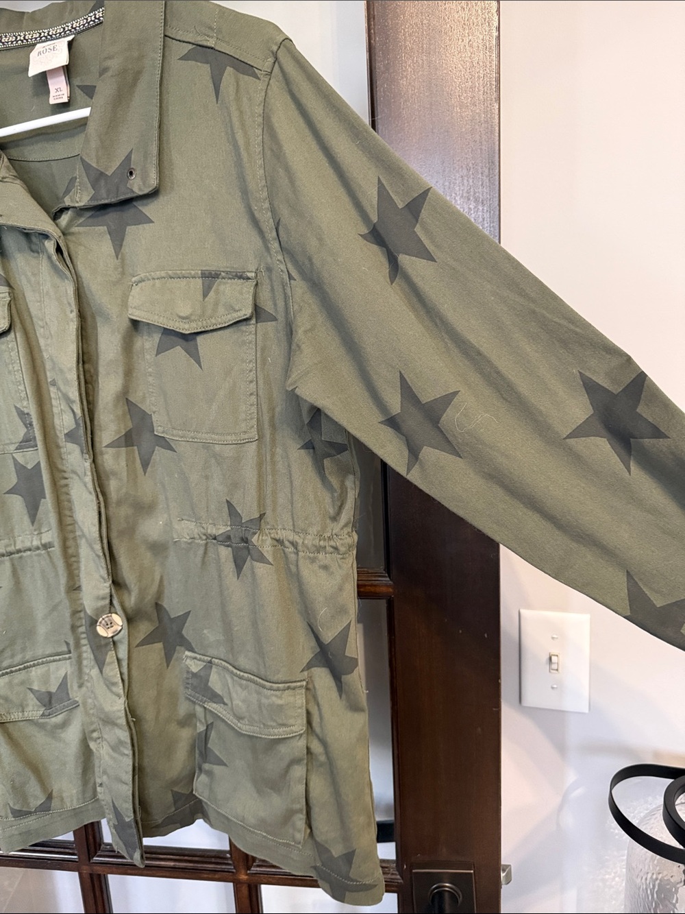 Knox Rose Olive Green Star-Print Utility Jacket - Picture 4 of 6